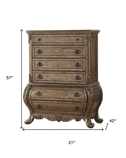 23" Brown Solid Wood Combo Dresser