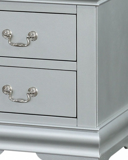 24" Platinum Two Drawers Nightstand