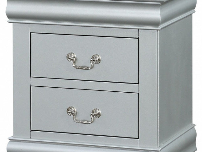 24" Platinum Two Drawers Nightstand