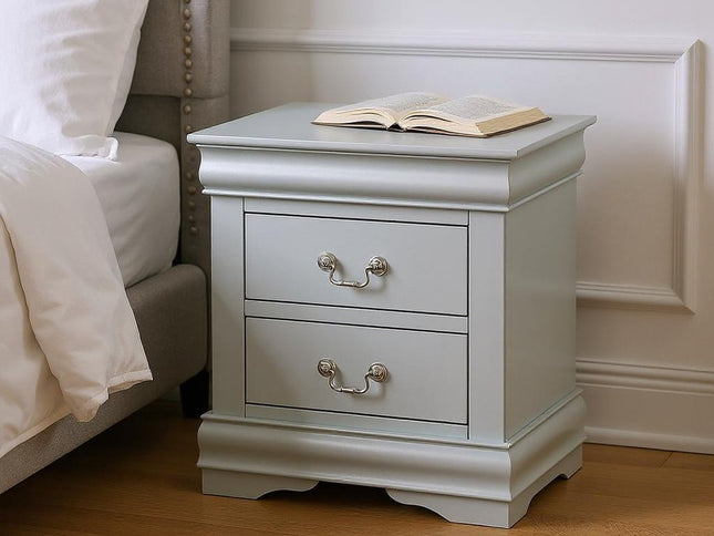 24" Platinum Two Drawers Nightstand