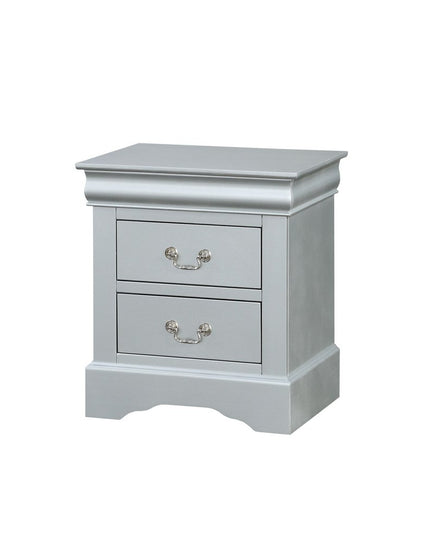 24" Gray Two Drawers Nightstand