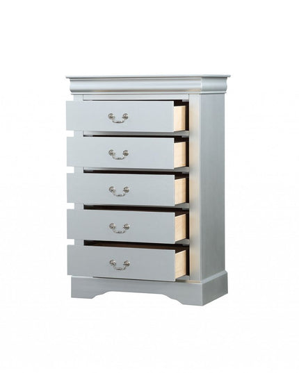 15" White Solid Wood Five Drawer Lingerie Chest