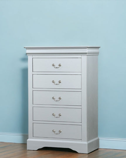 15" White Solid Wood Five Drawer Lingerie Chest