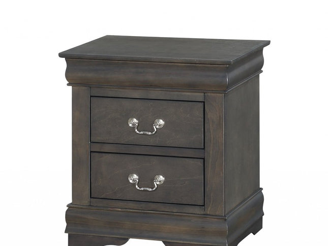 24" Gray Two Drawers Nightstand