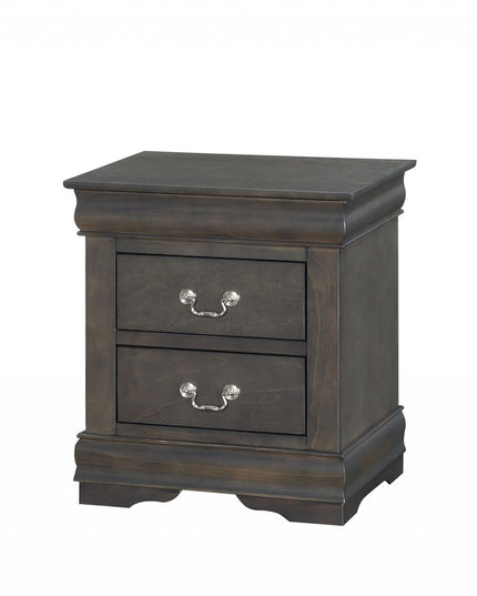 24" Gray Two Drawers Nightstand