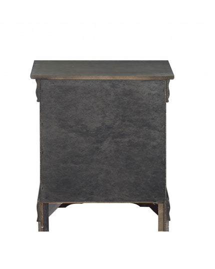 24" Gray Two Drawers Nightstand