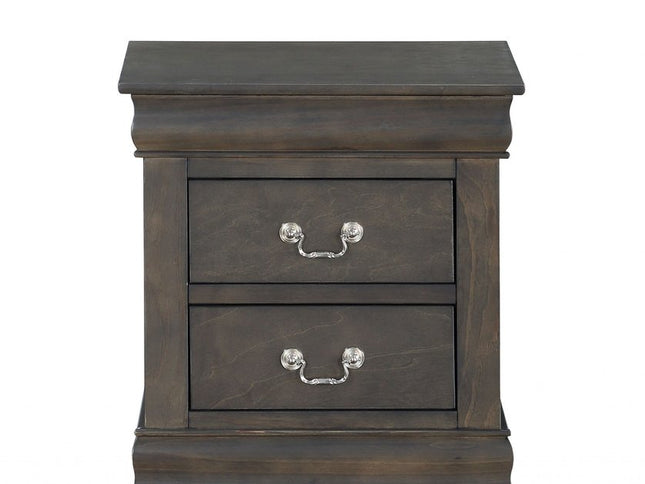 24" Gray Two Drawers Nightstand