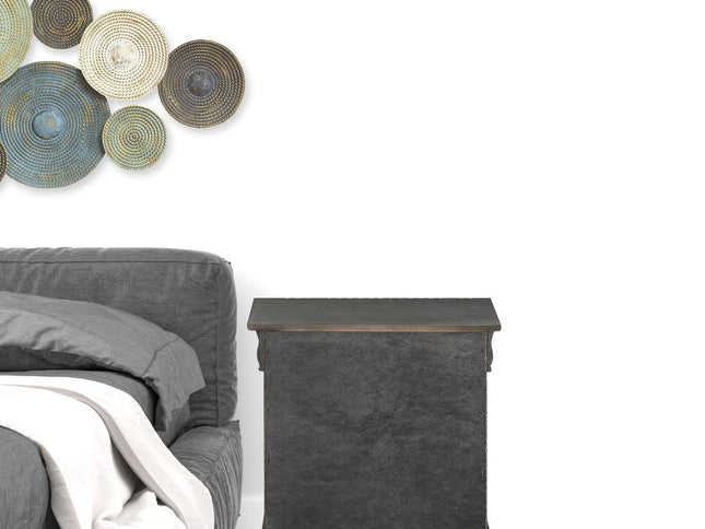 24" Gray Two Drawers Nightstand