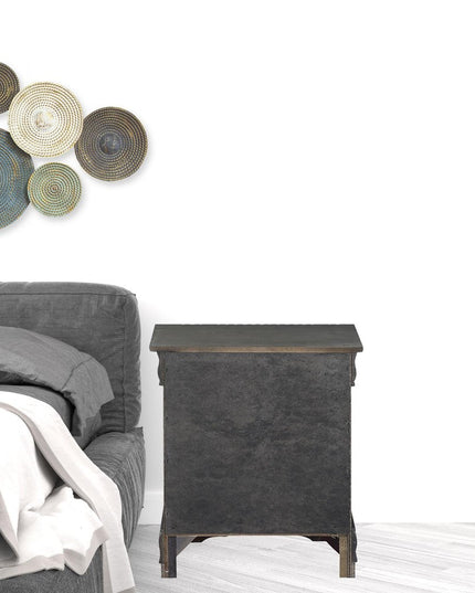 24" Gray Two Drawers Nightstand