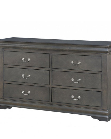 15" Gray Solid Wood Double Dresser