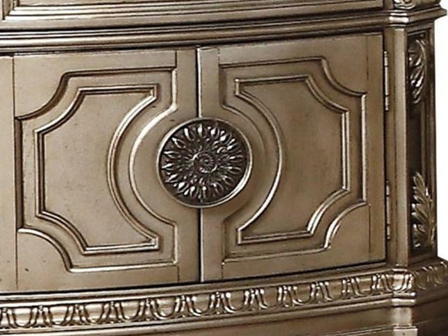 29" Champagne One Drawer Faux Marble and Solid Wood Nightstand With Storage