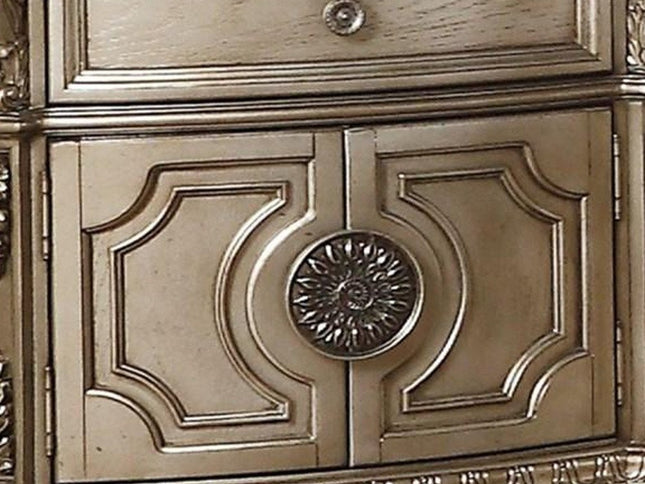 29" Champagne One Drawer Faux Marble and Solid Wood Nightstand With Storage