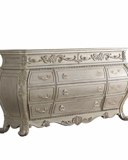 23" Off White Solid Wood Nine Drawer Double Dresser