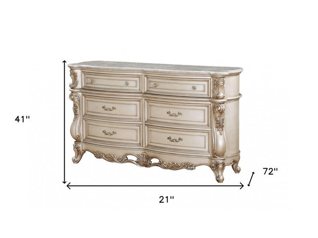 21" Beige Solid Wood Double Dresser