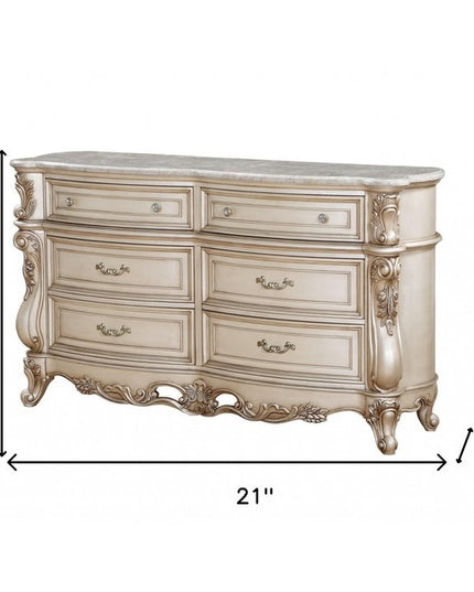 21" Beige Solid Wood Double Dresser