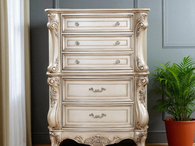 21" Beige Solid Wood Double Dresser