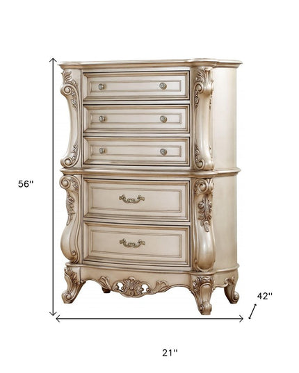 21" Beige Solid Wood Double Dresser