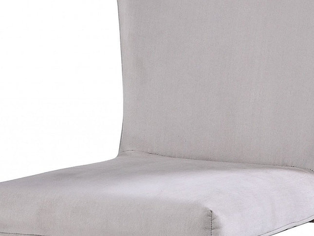 24" Beige and Silver Velvet Parsons Chair