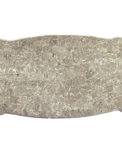 57" Beige Genuine Marble And Solid Wood Coffee Table