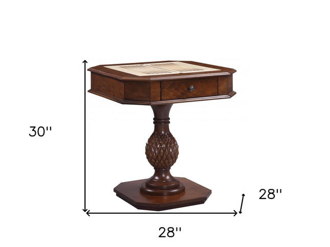 28" Brown Octagon Console Table With Drawer