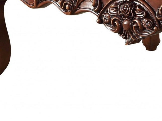 36" Gray and Brown Genuine Marble And Solid Wood Coffee Table