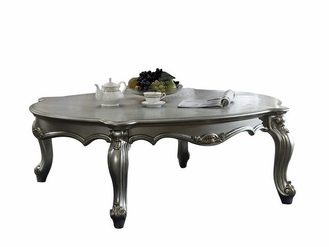 36" White Resin And Wood Coffee Table With Shelf