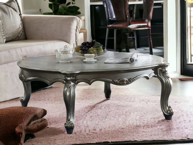 36" White Resin And Wood Coffee Table With Shelf