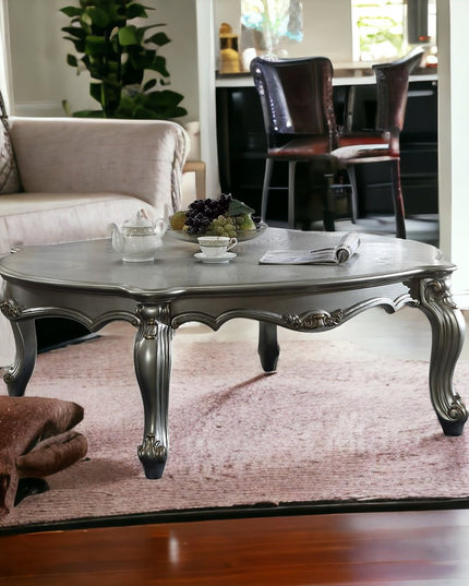36" White Resin And Wood Coffee Table With Shelf