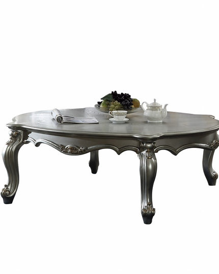 36" White Resin And Wood Coffee Table With Shelf