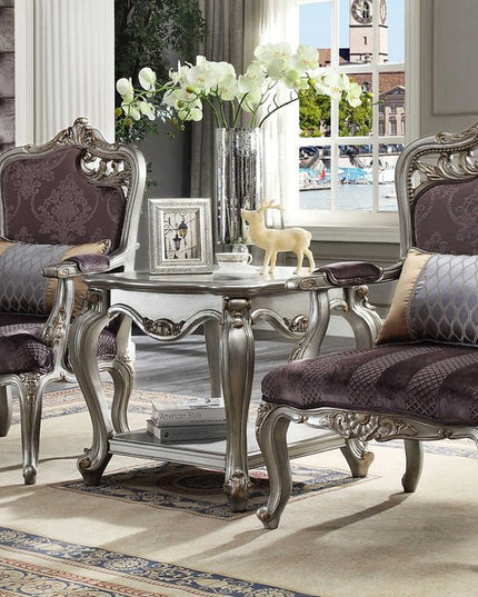 24" Gray Solid Wood End Table With Shelf