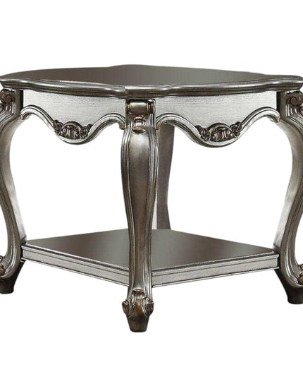 24" Gray Solid Wood End Table With Shelf