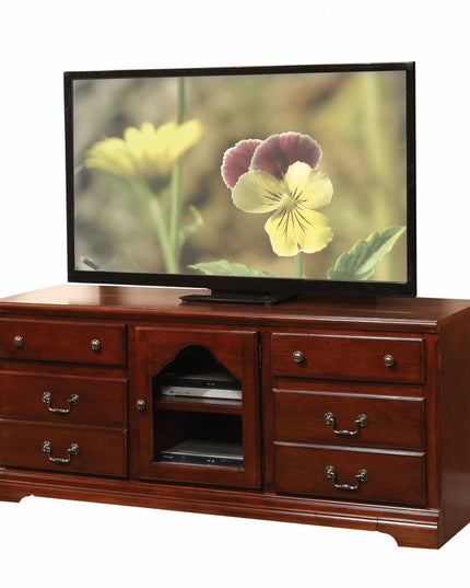 58" Brown Solid and Manufactured Wood Enclosed and Open Storage TV Stand