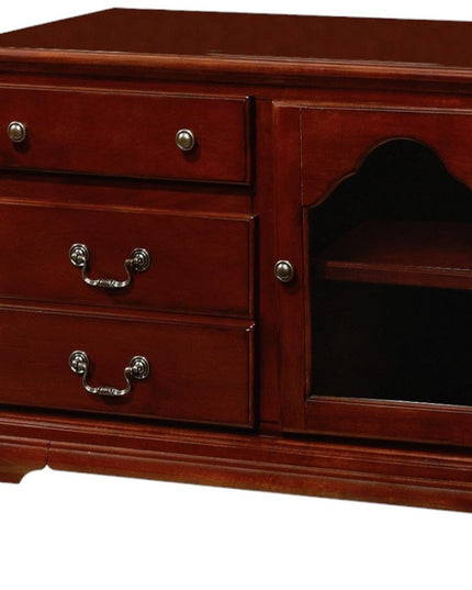 58" Brown Solid and Manufactured Wood Enclosed and Open Storage TV Stand