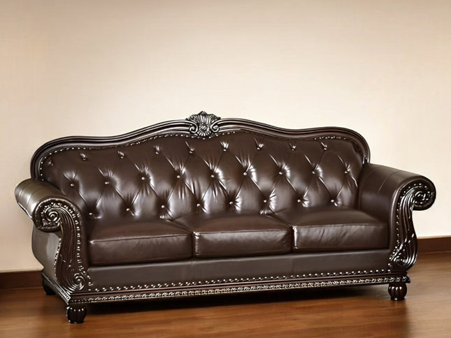 37" Espresso Top Grain Leather Sofa