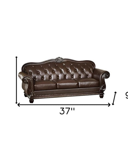 37" Espresso Top Grain Leather Sofa
