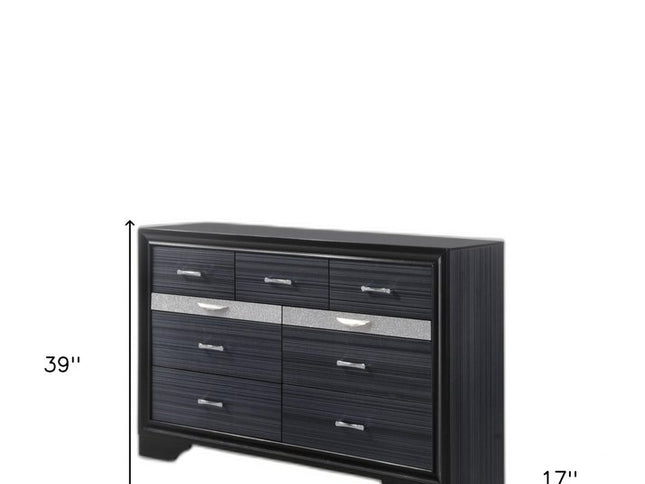63" Black Manufactured Wood Nine Drawer Gentlemans Chest