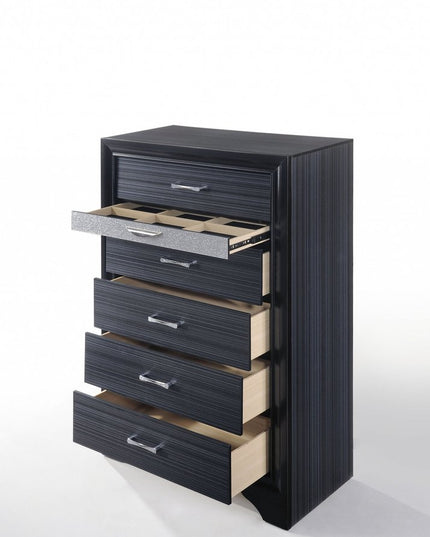 63" Black Manufactured Wood Nine Drawer Gentlemans Chest