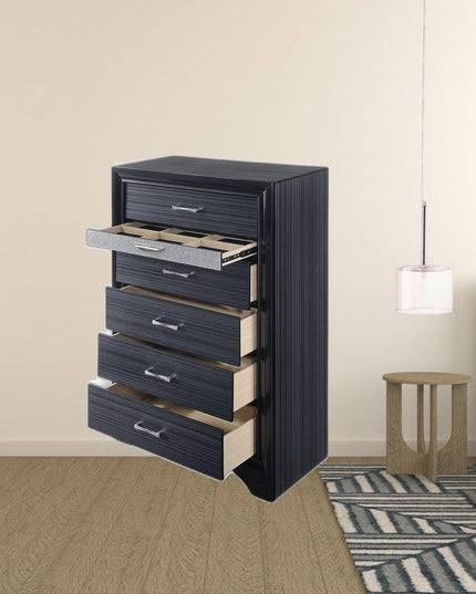 63" Black Manufactured Wood Nine Drawer Gentlemans Chest