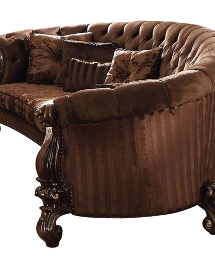 55" Ivory Velvet Curved Floral Sofa And Toss Pillows With Gray Legs