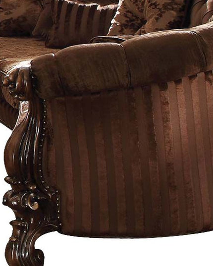 55" Ivory Velvet Curved Floral Sofa And Toss Pillows With Gray Legs