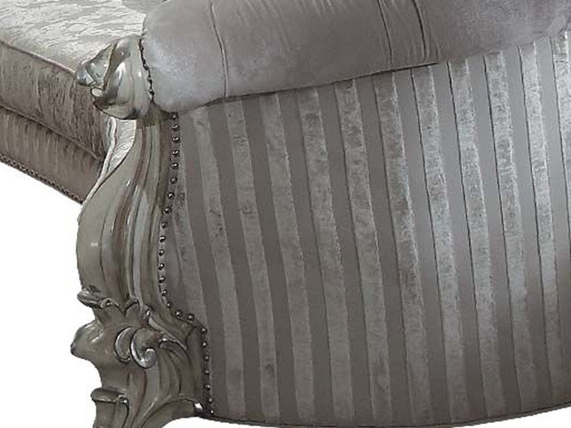 55" Ivory Velvet Curved Floral Sofa And Toss Pillows With Gray Legs