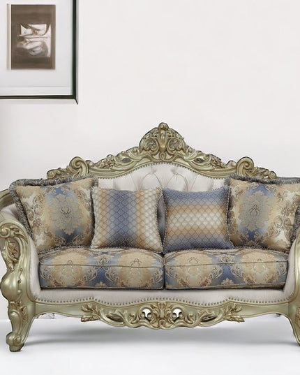 78" Gold Floral Loveseat and Toss Pillows