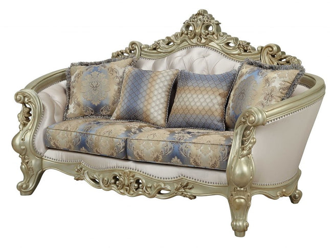 78" Gold Floral Loveseat and Toss Pillows