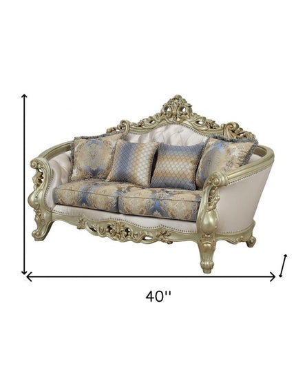 78" Gold Floral Loveseat and Toss Pillows