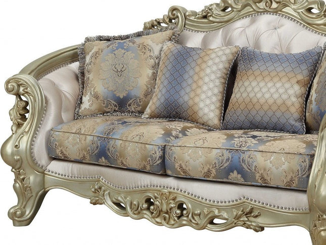 78" Gold Floral Loveseat and Toss Pillows
