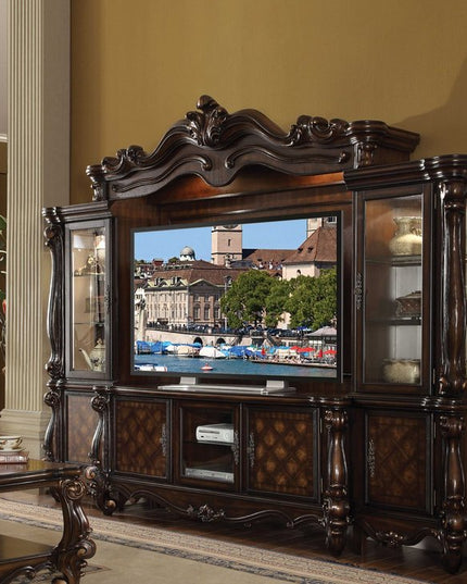 118" Dark Brown Solid Wood Floating Mount Entertainment Center