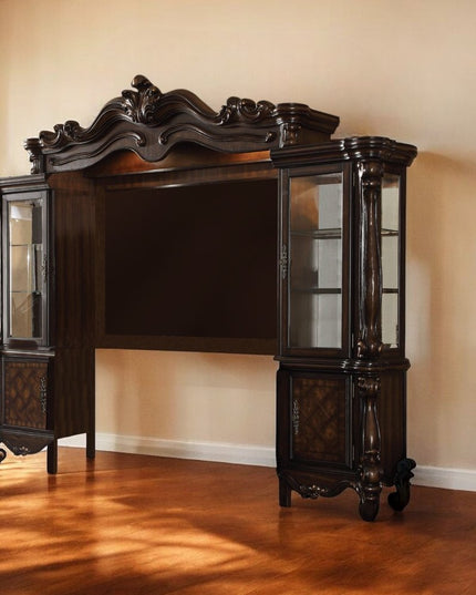 118" Dark Brown Solid Wood Floating Mount Entertainment Center