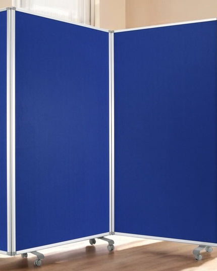 71" Blue Iron Folding Three Panel Screen Room Divider