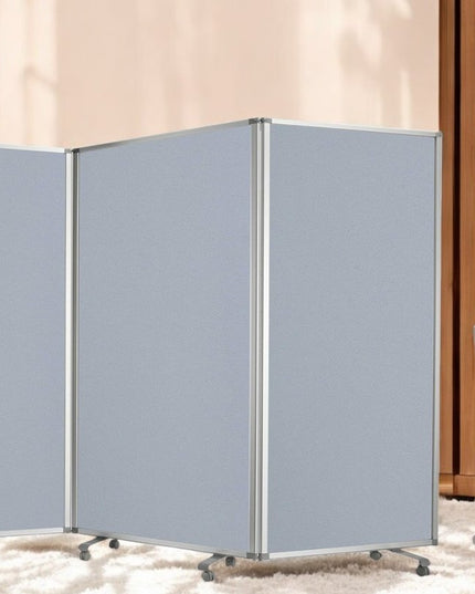 71" Gray Iron Folding Three Panel Screen Room Divider