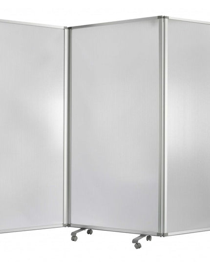 71" White Iron Folding Three Panel Screen Room Divider